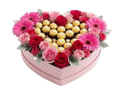 Chocolate Heart in Bloom Box - Florist London