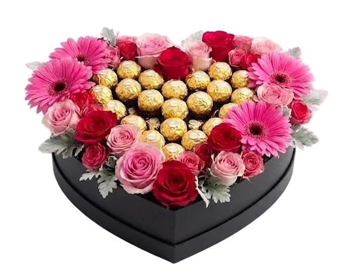 Chocolate Heart in Bloom Box - Florist London