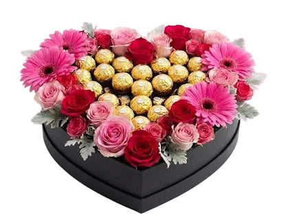 Chocolate Heart in Bloom Box - Florist London