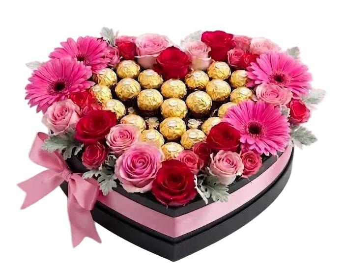 Chocolate Heart in Bloom Box - Florist London