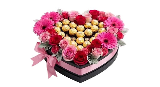 Chocolate Heart in Bloom Box - Florist London