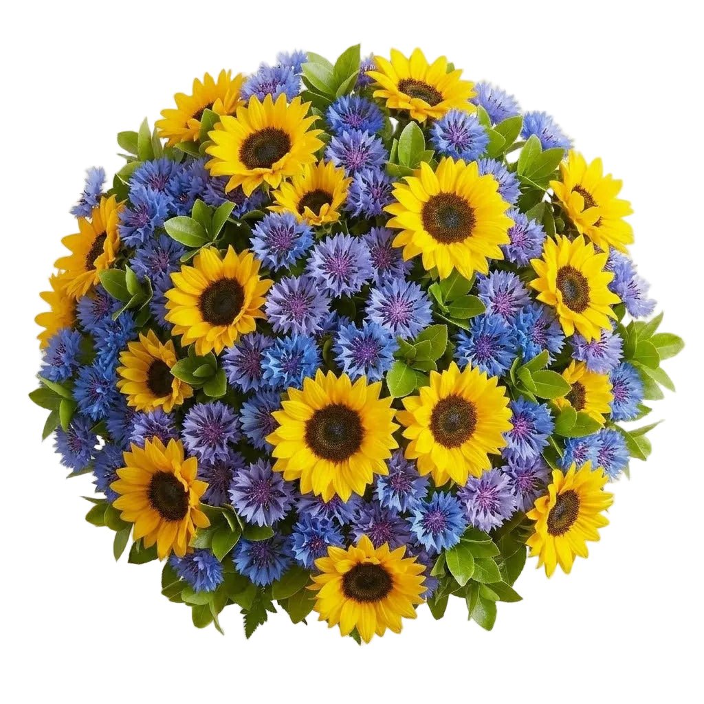 Classic Bouquet of Sunflowers and Cornflowers - Florist London
