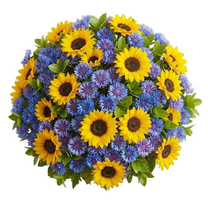 Classic Bouquet of Sunflowers and Cornflowers - Florist London