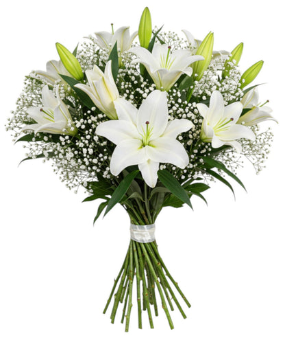 Classic Lily Bouquet with Gypsophila - Florist London