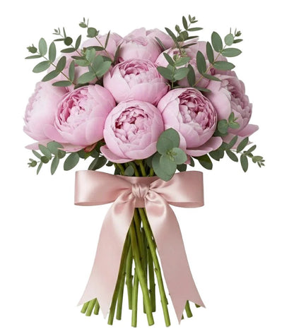 Classic Peonies Bouquet with Eucalyptus - Florist London