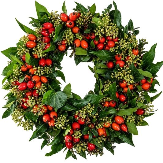 Classic Red Berry and Hedera Door Wreath - Florist London