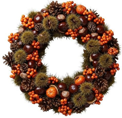 Cone and Chestnut Melody Wreath - Florist London