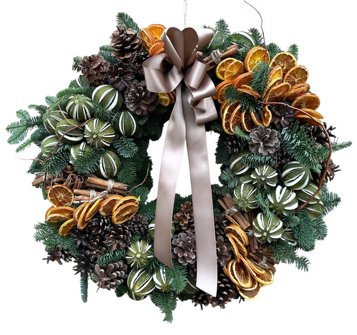 Cones and Dried Fruits Christmas Wreath - Florist London