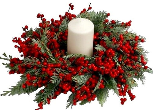 Conifer and Ilex Berry Festive Centerpiece - Florist London