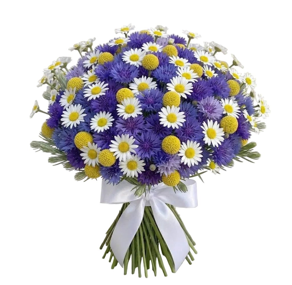 Cornflowers and Daisy with Craspedia Bouquet - Florist London