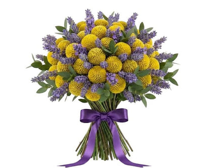 Craspedia with Lavender Bouquet - Florist London