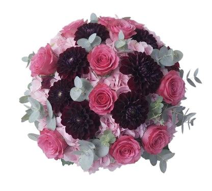 Crimson Elegance Rose and Hydrangea Bouquet - Florist London