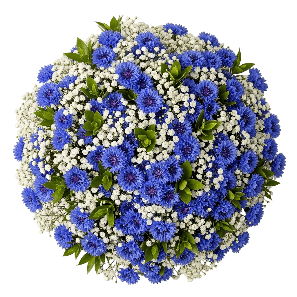 Cute Bouquet of Gypsophila with Cornflower - Florist London