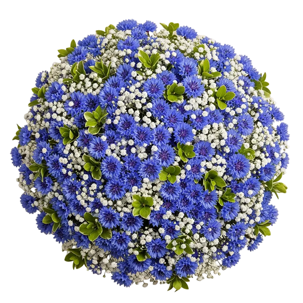Cute Bouquet of Gypsophila with Cornflower - Florist London