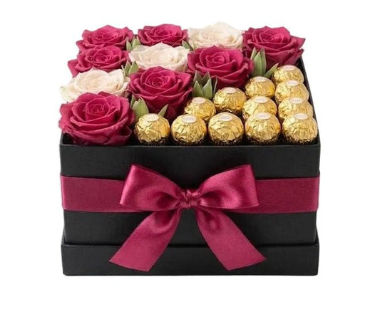 Cute Sweet Box of Roses and Ferrero Rocher - Florist London