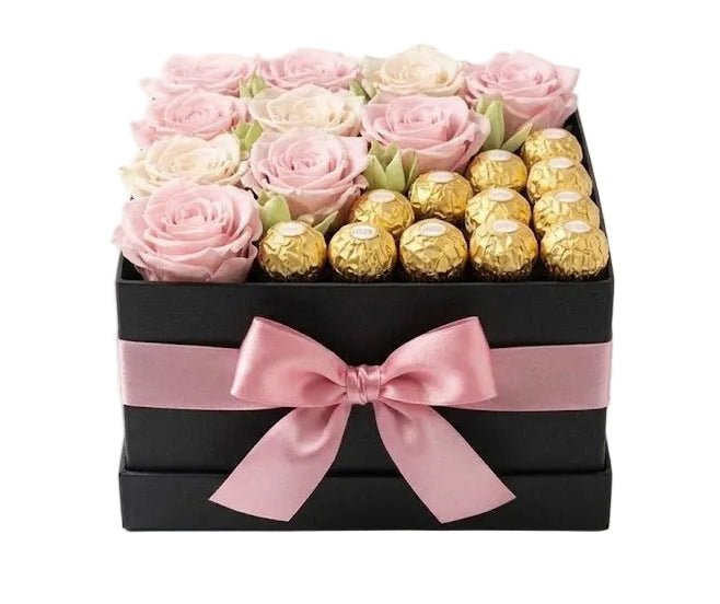 Cute Sweet Box of Roses and Ferrero Rocher - Florist London