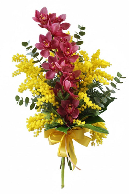 Cymbidium Orchids with Mimosa Bouquet - Florist London