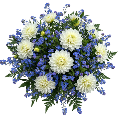 Dahlia with Blue Forget-Me-Not Bouquet - Florist London