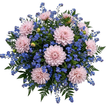 Dahlia with Blue Forget-Me-Not Bouquet - Florist London