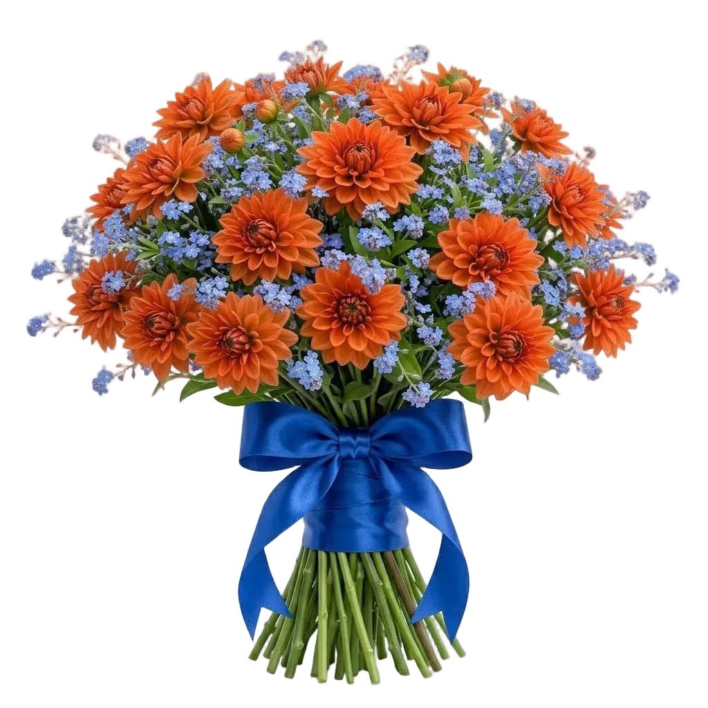 Dahlia with Blue Forget-Me-Not Bouquet - Florist London