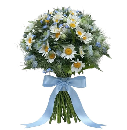 Daisies with Blue Forget Me Not and Nigella Bouquet - Florist London