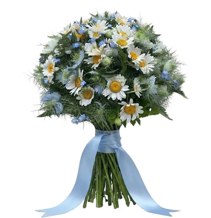 Daisies with Blue Forget Me Not and Nigella Bouquet - Florist London