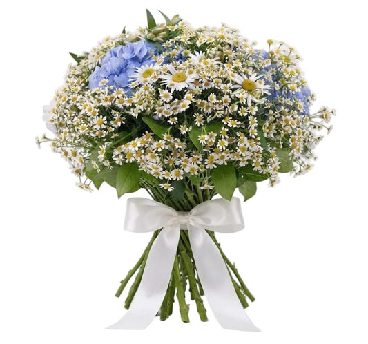 Daisy Bouquet with Blue Hydrangea - Florist London