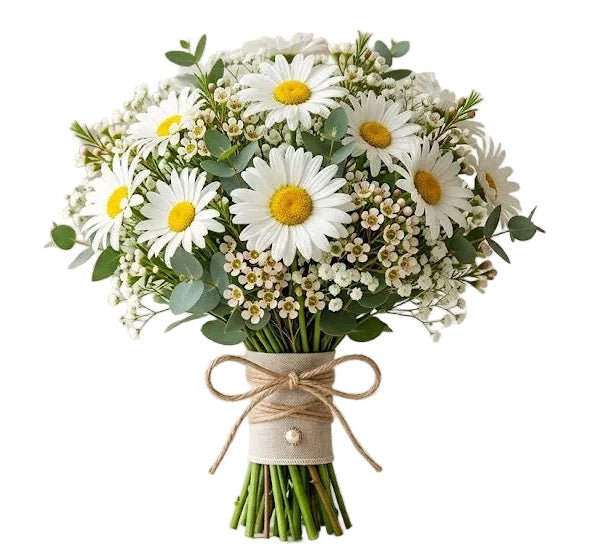Daisy Leucanthemum with Wax Flowers Bridal Bouquet - Florist London