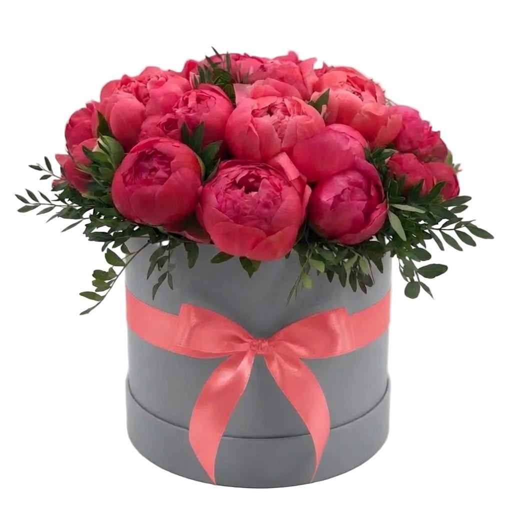 Dark Coral Peonies Box - Florist London