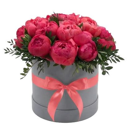 Dark Coral Peonies Box - Florist London