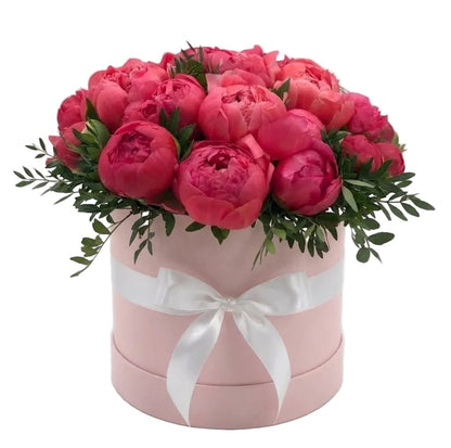 Dark Coral Peonies Box - Florist London