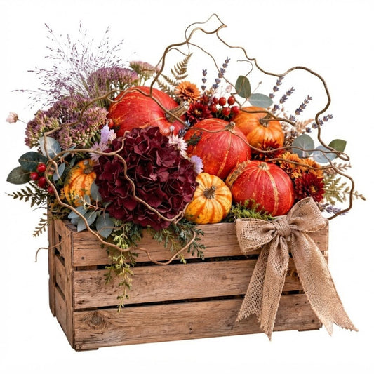 Decorative Autumn Pumpkin & Flower Arrangement - Florist London
