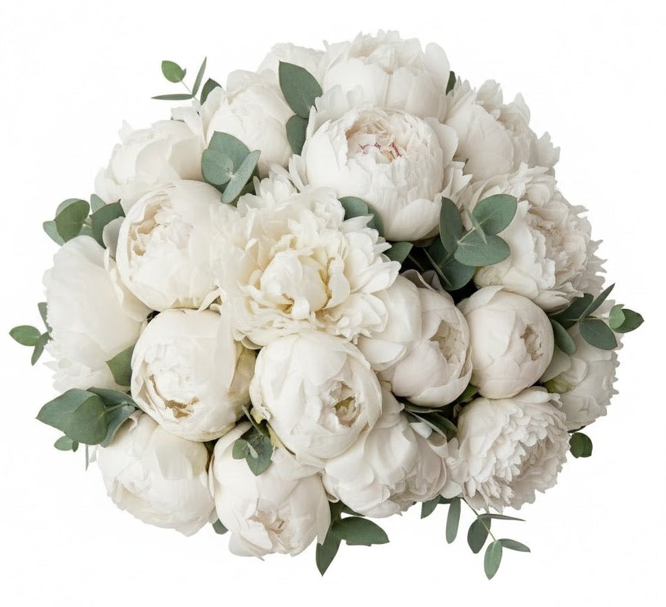 Delightful Bouquet of White Peonies with Eucalyptus - Florist London