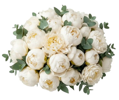 Delightful Bouquet of White Peonies with Eucalyptus - Florist London