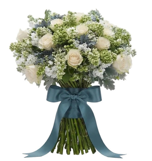 Delightful White Roses and Lilac Bouquet - Florist London