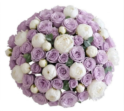 Dreamy Lavender Roses and Peonies Classic Bouquet - Florist London