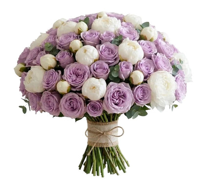 Dreamy Lavender Roses and Peonies Classic Bouquet - Florist London