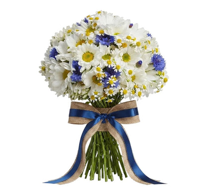 Duo Daisy with Cornflower Bouquet - Florist London