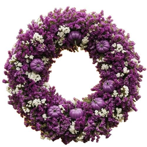 Duo Limonium Colour and Mini Pumpkin Halloween Wreath - Florist London