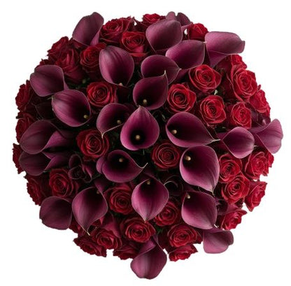 Elegant Burgundy Rose and Calla Lily Bouquet