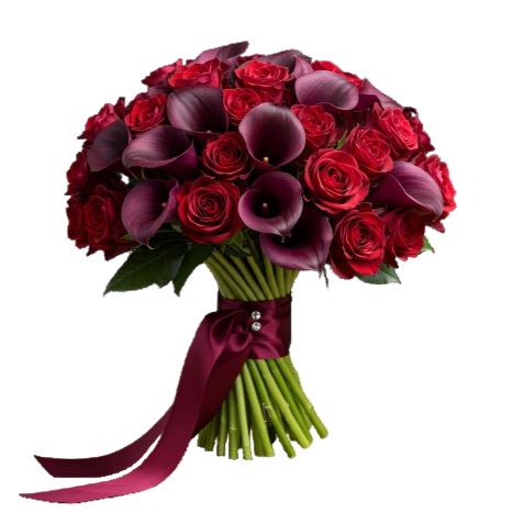 Elegant Burgundy Rose and Calla Lily Bouquet