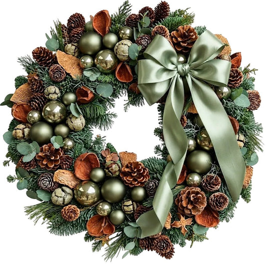 Emerald Rustic Charm Wreath - Florist London
