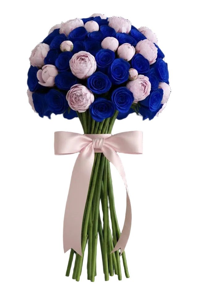 Ethereal Blue Roses and Peonies Dream Bouquet - Florist London