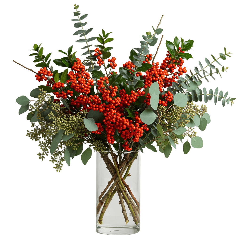 Festive Ilex & Eucalyptus Berry Vase Arrangement - Florist London