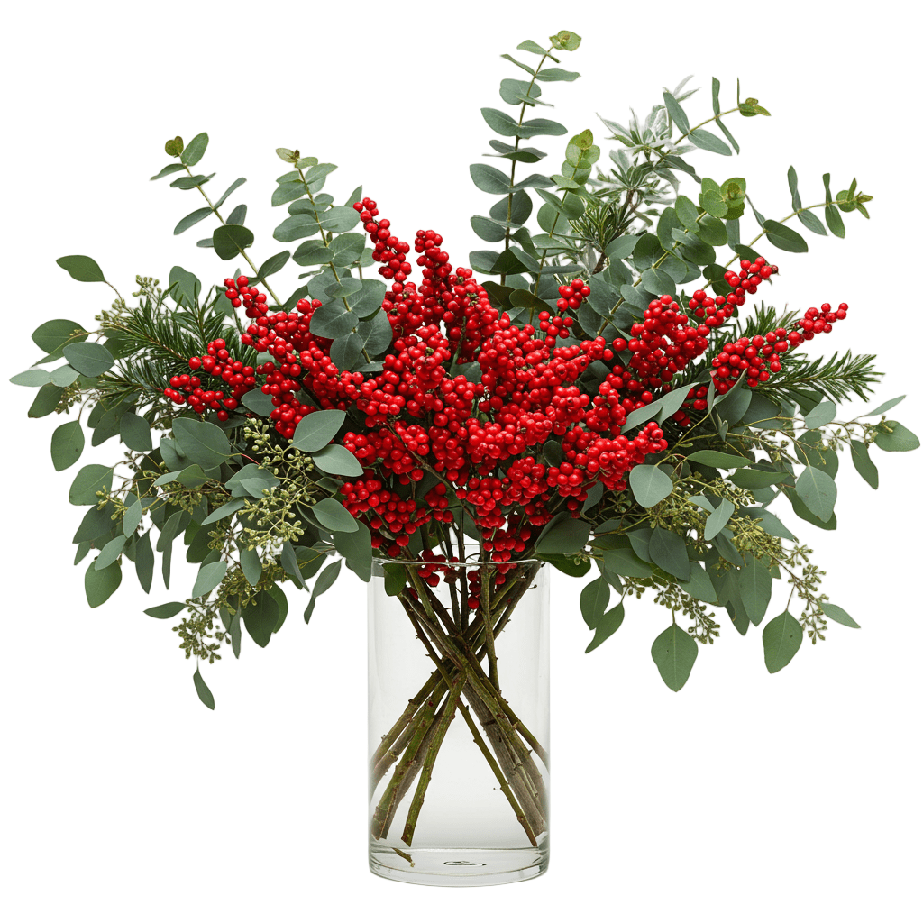 Festive Ilex & Eucalyptus Berry Vase Arrangement - Florist London