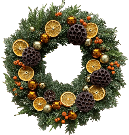 Festive Orange & Spice Door Wreath - Florist London