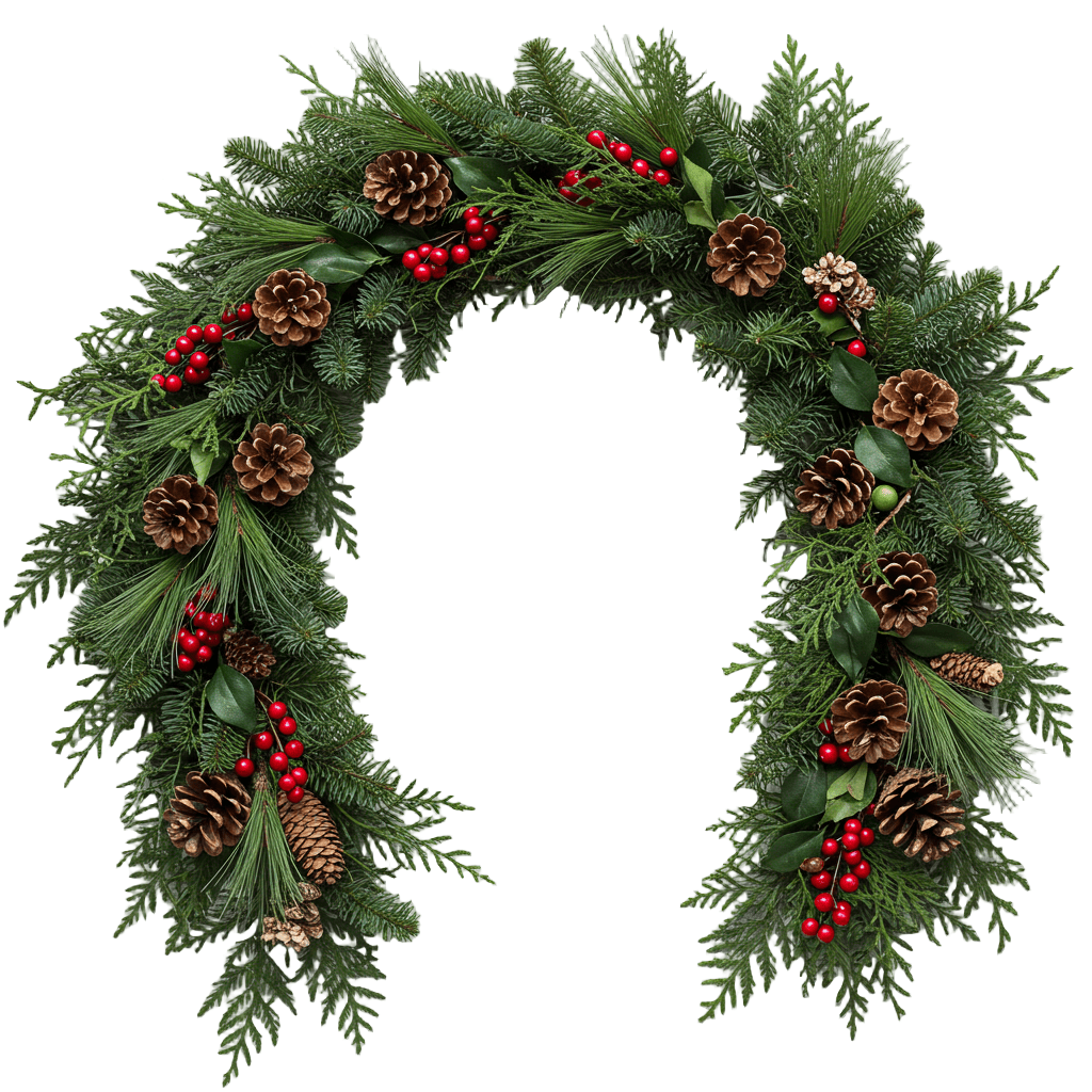 Festive Spruce Garland with Pinecone and Ilex Berries - Florist London