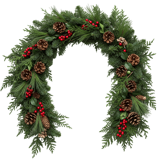 Festive Spruce Garland with Pinecone and Ilex Berries - Florist London