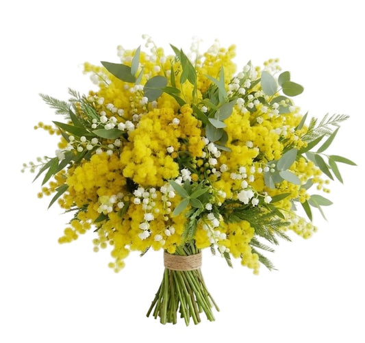 Fragrant Bouquet of Mimosa and Lily of the Valley - Florist London