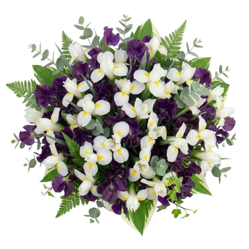 Fragrant Sweet Peas and White Irises Bouquet - Florist London